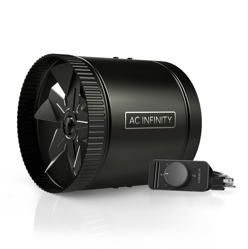 RAXIAL S8, ventilador de conducto de refuerzo en línea con controlador de velocidad, 8 pulgadas.
